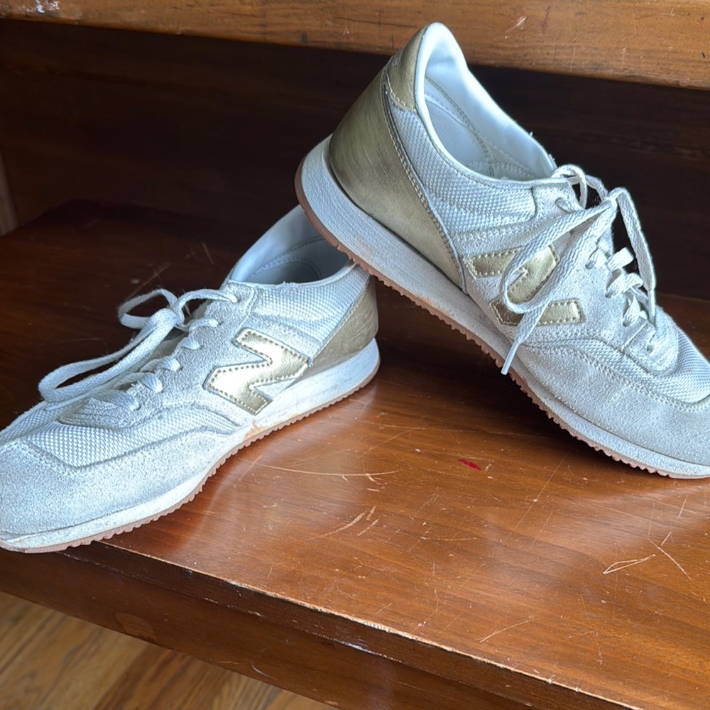 New Balance Gold and Cream Sneakers